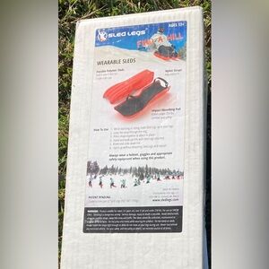 SLED LEGS 20” Wearable w/ STRAPS Snow Sledding Orange Pair Set Knee Skis